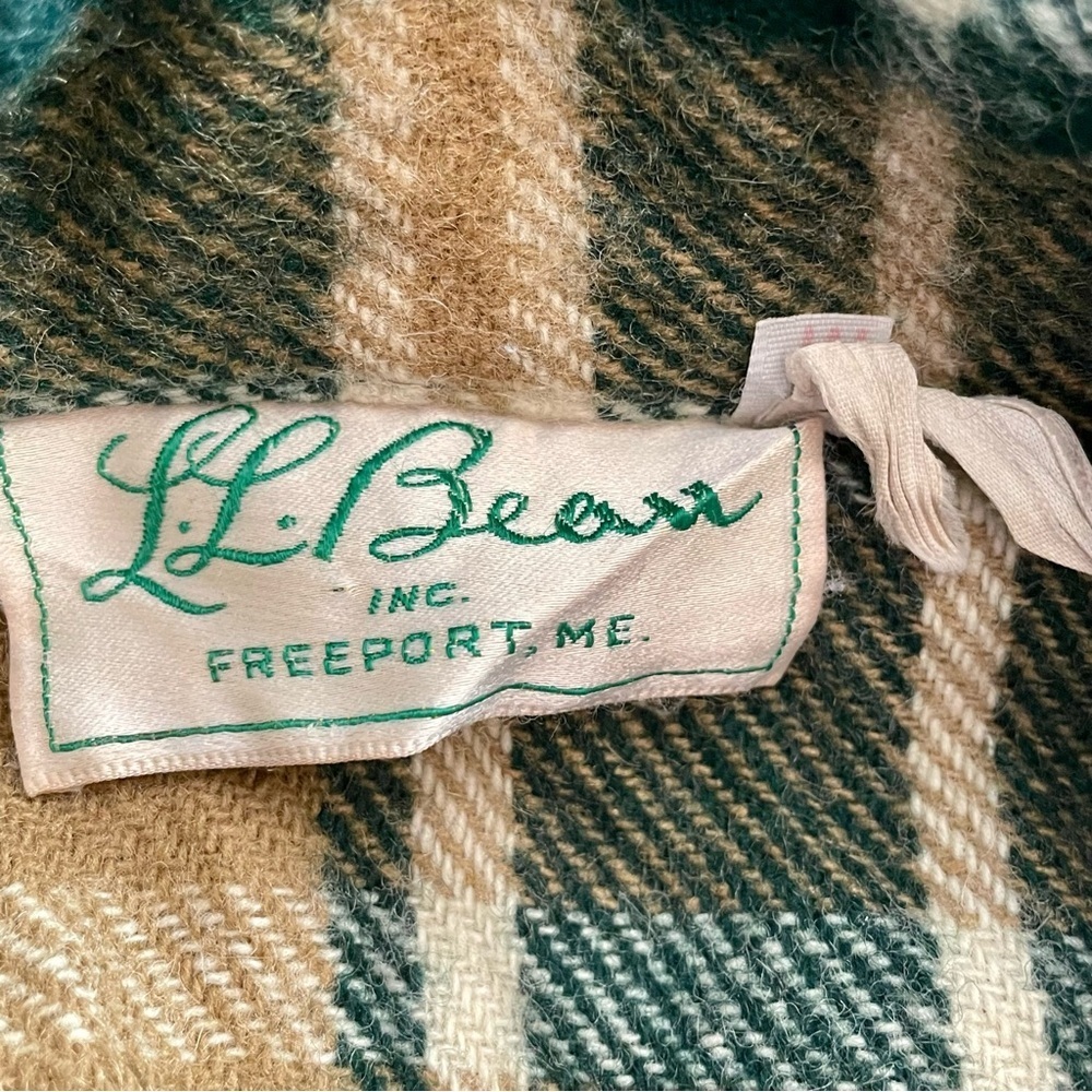 Vintage 1970’s Wool L.L. Bean Green and Tan Plaid Jacket - Picture 7 of 8